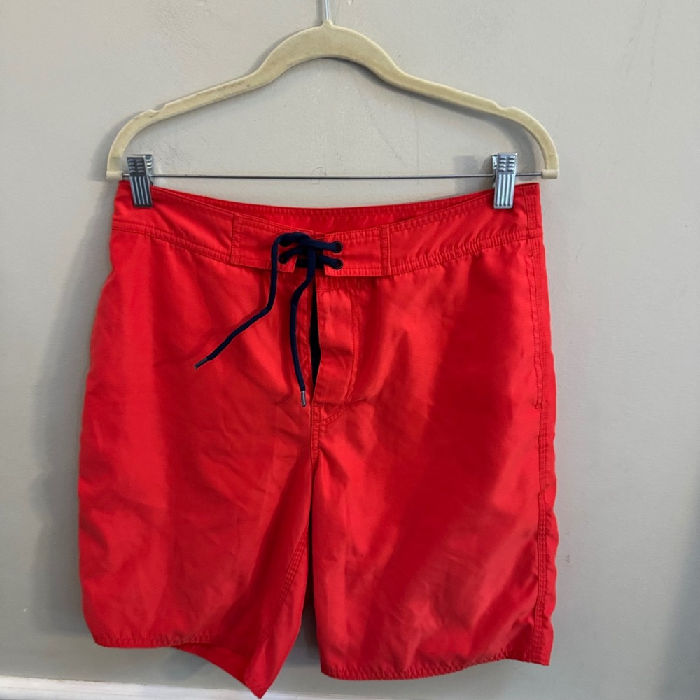 Bonobos Mens Red Board Shorts Swim Trunks Size 30 Lace Up Back Pocket Mesh Lined
